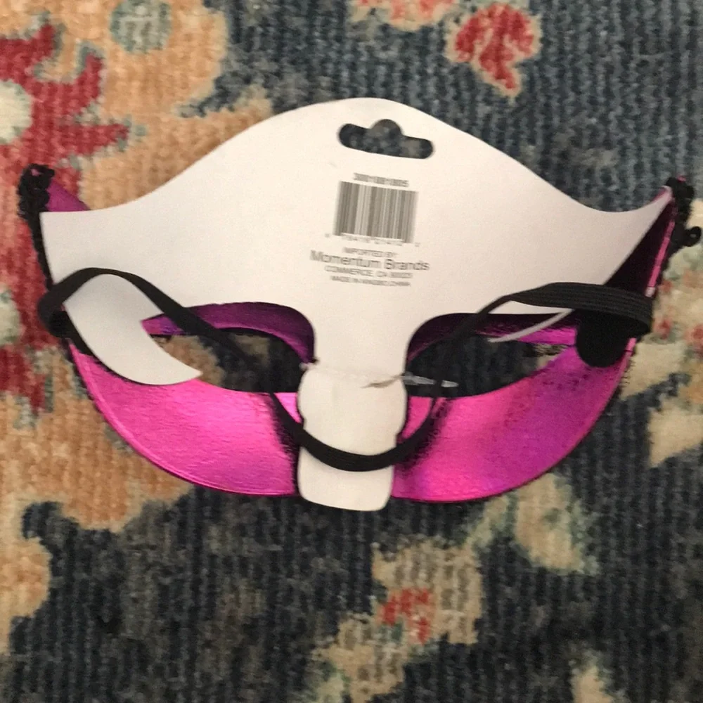 Pink and Black Sequins and Lace Masquerade Mask